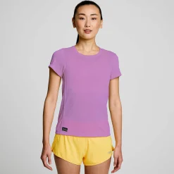 Saucony Damen Stopwatch Short Sleeve GrapeHeather Discount