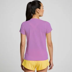 Saucony Damen Stopwatch Short Sleeve GrapeHeather Discount